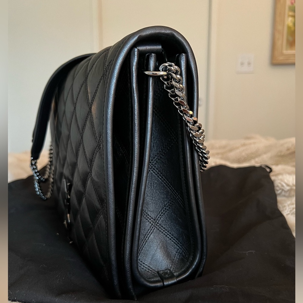 Saint Laurent Becky Shoulder Bag – Black Lambskin, Quilted, Gunmetal Hardware - Picture 10 of 15